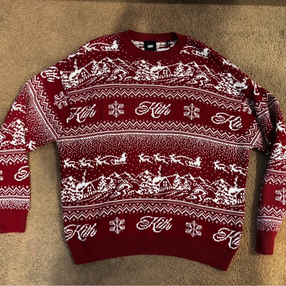 Kith KITHmas Santa Crewneck Red Christmas Holiday Sweater XL